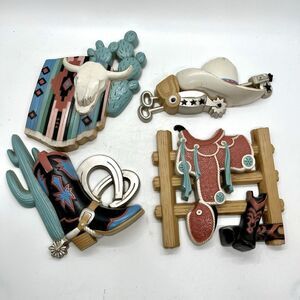 Vintage Burwood Southwest Cowboy Western Wall Home Interiors Set of 4 3344